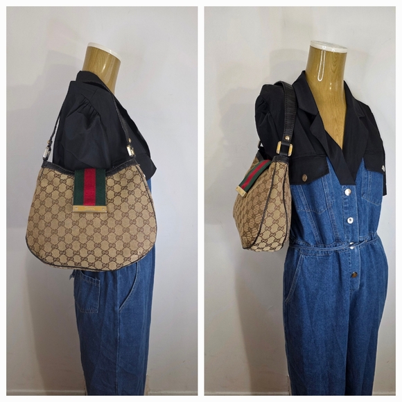 ✨️GUCCI GG Canvas New Ladies Web Hobo Bag - Picture 1 of 16